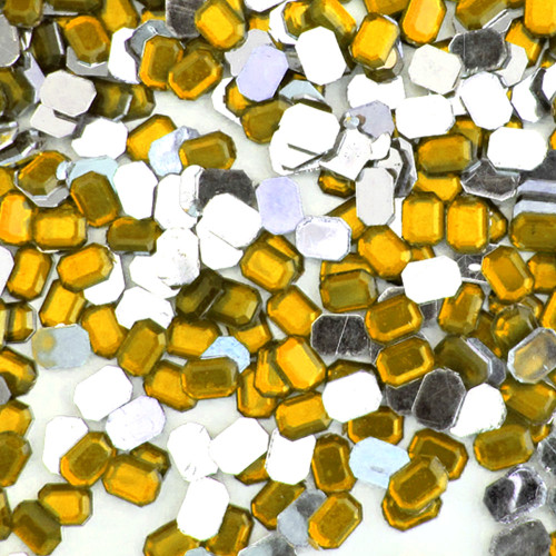 Rhinestones, Flatback, Rectangle, 8x10mm, 1,000-pc, Golden Yellow