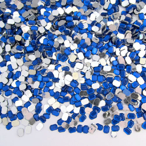 Rhinestones, Flatback, Rectangle, 4x6mm, 288 -pc, Royal Blue