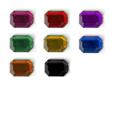 Rhinestones, Flatback, Rectangle, 8x10mm, 144-pc, Jewel Tone Assortment