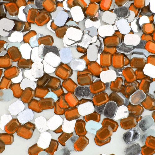 Rhinestones, Flatback, Rectangle, 8x10mm, 144-pc, Orange