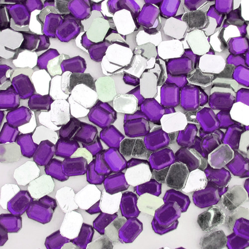 Rhinestones, Flatback, Rectangle, 8x10mm, 144-pc, Purple (Amethyst)