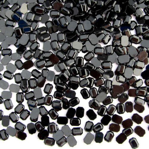 Rhinestones, Flatback, Rectangle, 6x8mm, 1,000-pc, Jet Black