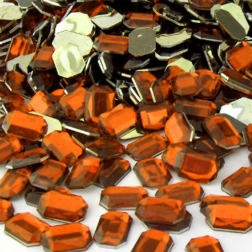 Rhinestones, Flatback, Rectangle, 13x18mm, 144-pc, Orange