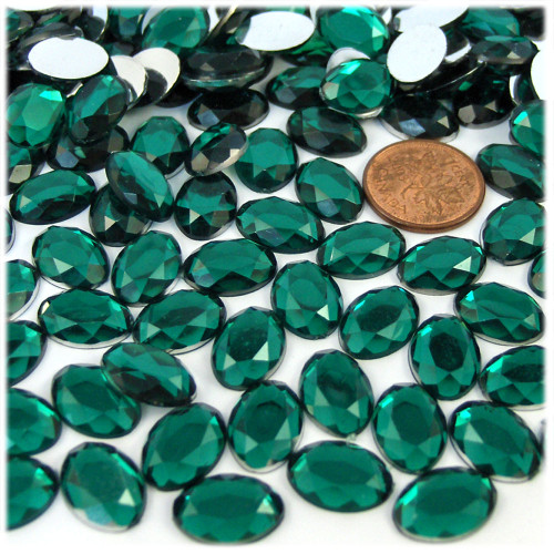 Rhinestones, Flatback, Oval, 10x14mm, 1,000-pc, Emerald Green