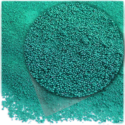 Glass Beads, Microbeads, Opaque, Metallic coated, 0.6mm, 1-lb, Turquoise