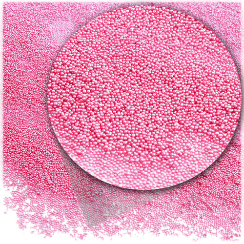 Glass Beads, Microbeads, Opaque, 0.6mm, 1-oz, Pink