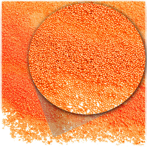 Glass Beads, Microbeads, Opaque, 0.6mm, 1-oz, Florescent Orange