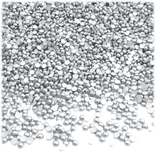 Half Dome Pearl, Plastic beads, 2mm, 10,000-pc, White Silver