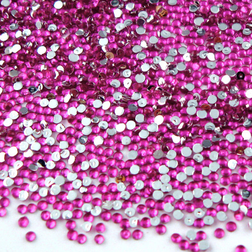 Rhinestones, Flatback, Round, 1.5mm, 5,000-pc, Fuchsia