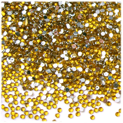 Rhinestones, Flatback, Round, 1.5mm, 5,000-pc, Golden Yellow