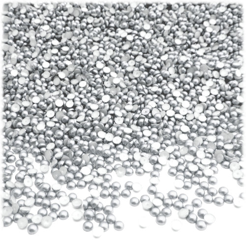 Half Dome Pearl, Plastic beads, 2mm, 5,000-pc, White Silver