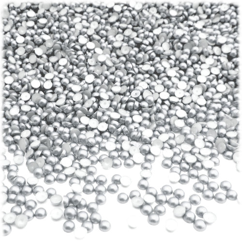 Half Dome Pearl, Plastic beads, 3mm, 10,000-pc, White Silver