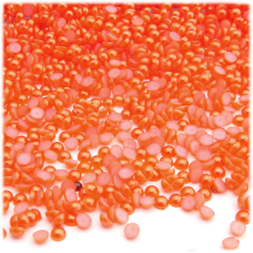 Half Dome Pearl, Plastic beads, 3mm, 1,000-pc, Fire Orange