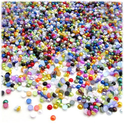 Half Dome Pearl, Plastic beads, 3mm, 10,000-pc, Multi Mix