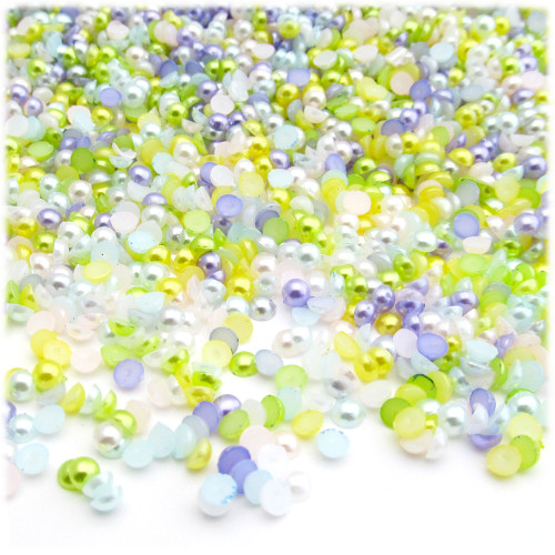 Half Dome Pearl, Plastic beads, 3mm, 10,000-pc, Pastel Mix