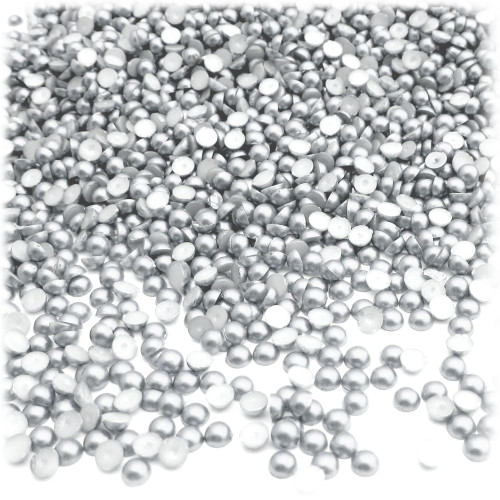 Half Dome Pearl, Plastic beads, 4mm, 10,000-pc, White Silver