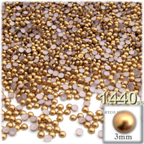 Half Dome Pearl, Plastic beads, 3mm, 1,440-pc, Golden Caramel Brown