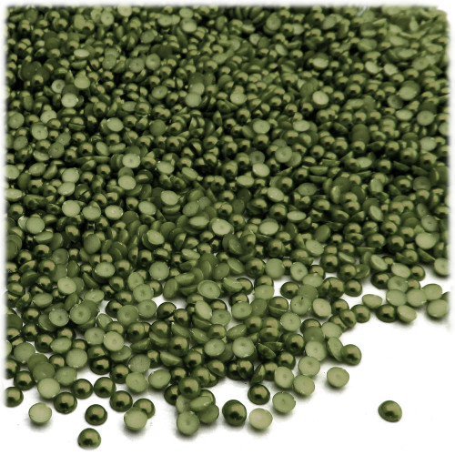 Half Dome Pearl, Plastic beads, 3mm, 1,440-pc, Olive Green