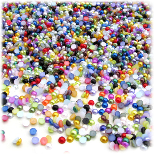 Half Dome Pearl, Plastic beads, 4mm, 10,000-pc, Multi Mix