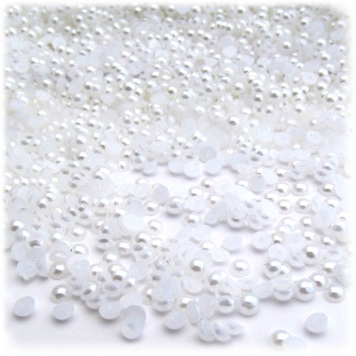 Half Dome Pearl, Plastic beads, 4mm, 1,000-pc, Pearl White