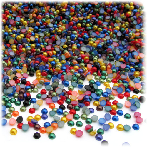 Half Dome Pearl, Plastic beads, 4mm, 1,000-pc, Jewel Tone Mix