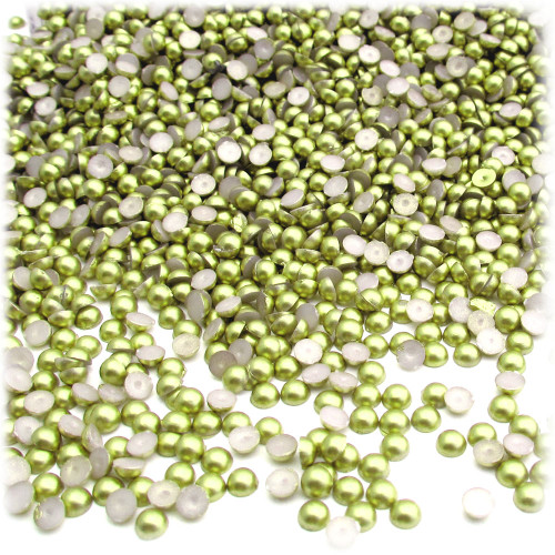 Half Dome Pearl, Plastic beads, 4mm, 1,000-pc, Bright Phosphoric Green