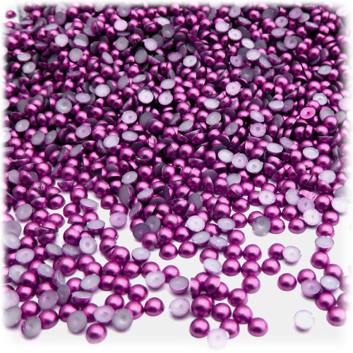 Half Dome Pearl, Plastic beads, 4mm, 1,000-pc, Fuchsia Pink