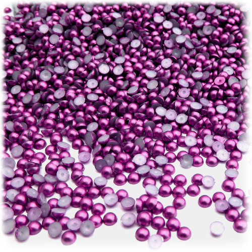 Half Dome Pearl, Plastic beads, 4mm, 288-pc, Fuchsia Pink