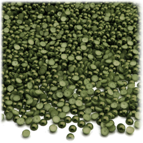 Half Dome Pearl, Plastic beads, 4mm, 1,000-pc, Olive Green