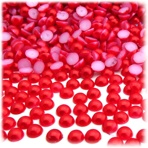 Half Dome Pearl, Plastic beads, 5mm, 1,000-pc, Tulip Red