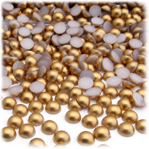 Half Dome Pearl, Plastic beads, 5mm, 144-pc, Golden Caramel Brown