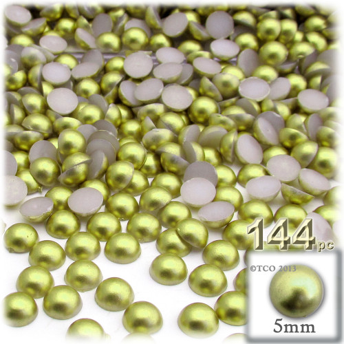 Half Dome Pearl, Plastic beads, 5mm, 144-pc, Bright Phosphoric Green