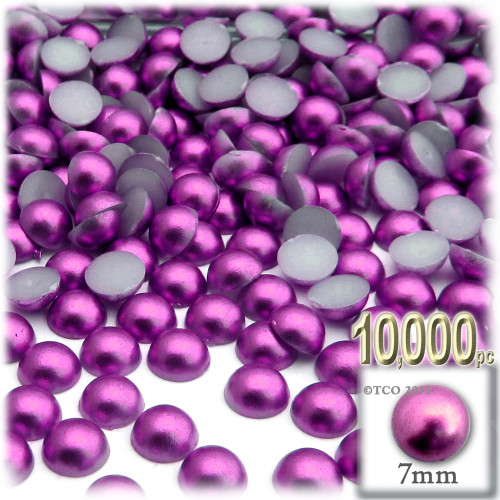 Half Dome Pearl, Plastic beads, 7mm, 10,000-pc, Fuchsia Pink