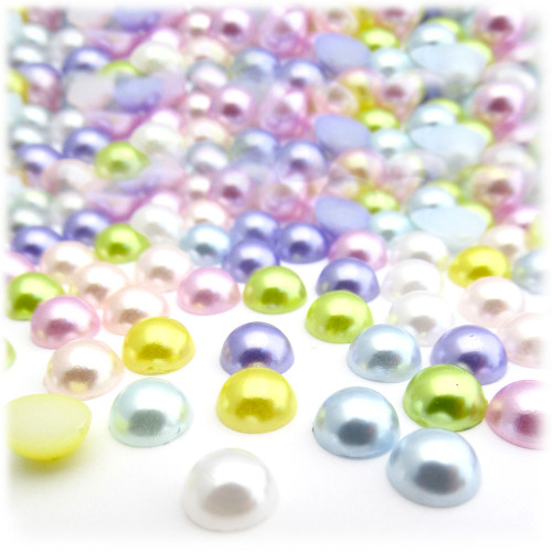 Half Dome Pearl, Plastic beads, 7mm, 10,000-pc, Pastel Mix