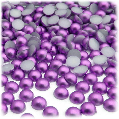 Half Dome Pearl, Plastic beads, 7mm, 144-pc, Luxplum Purple