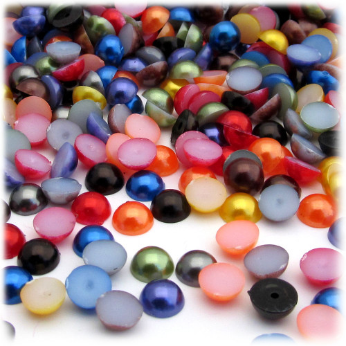 Half Dome Pearl, Plastic beads, 7mm, 144-pc, Jewel Tone Mix