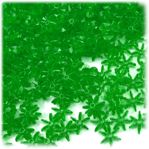 Starflake bead, SnowFlake, Cartwheel, Transparent, 10mm, 100-pc, Emerald green