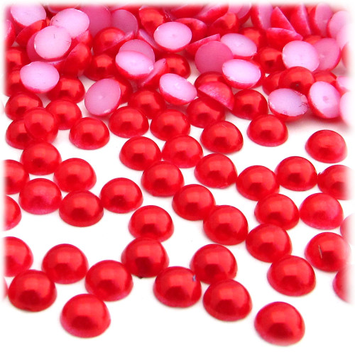 Half Dome Pearl, Plastic beads, 7mm, 144-pc, Tulip Red