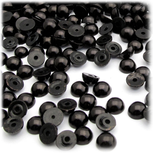 Half Dome Pearl, Plastic beads, 7mm, 144-pc, Pitch Black