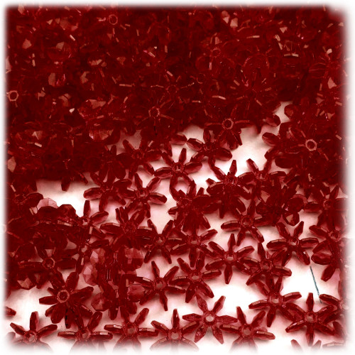 Starflake bead, SnowFlake, Cartwheel, Transparent, 10mm, 100-pc, Raspberry Red