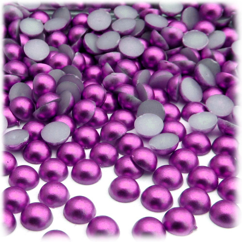 Half Dome Pearl, Plastic beads, 7mm, 144-pc, Fuchsia Pink