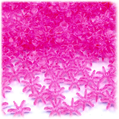 Starflake bead, SnowFlake, Cartwheel, Transparent, 12mm, 100-pc, Hot Pink