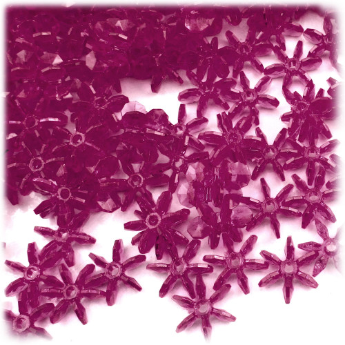 Starflake bead, SnowFlake, Cartwheel, Transparent, 12mm, 100-pc, Fuchsia