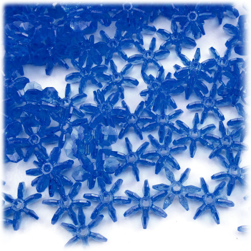 Starflake bead, SnowFlake, Cartwheel, Transparent, 12mm, 100-pc, Royal Blue