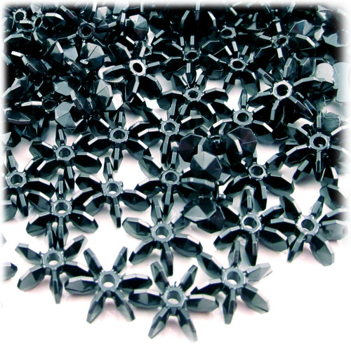 Starflake bead, SnowFlake, Cartwheel, Opaque, 12mm, 1,000-pc, Black