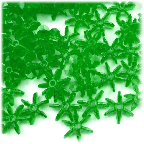 Starflake bead, SnowFlake, Cartwheel, Transparent, 18mm, 1,000-pc, Emerald green