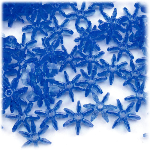 Starflake bead, SnowFlake, Cartwheel, Transparent, 18mm, 100-pc, Royal Blue