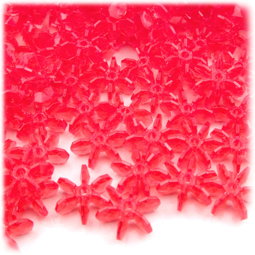 Starflake bead, SnowFlake, Cartwheel, Transparent, 18mm, 1,000-pc, Christmas Red