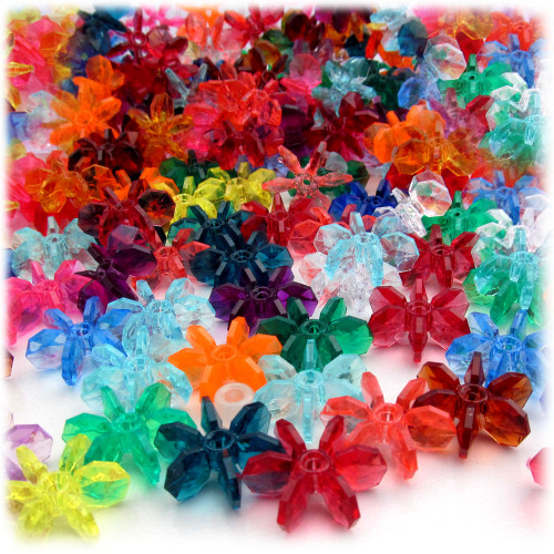 Starflake bead, SnowFlake, Cartwheel, Transparent, 18mm, 1,000-pc, Multi Mix