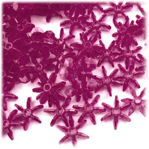 Starflake bead, SnowFlake, Cartwheel, Transparent, 18mm, 1,000-pc, Fuchsia